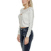 White lace cropped cardigan with buttons, worn over jeans - Guess Women Knitwear