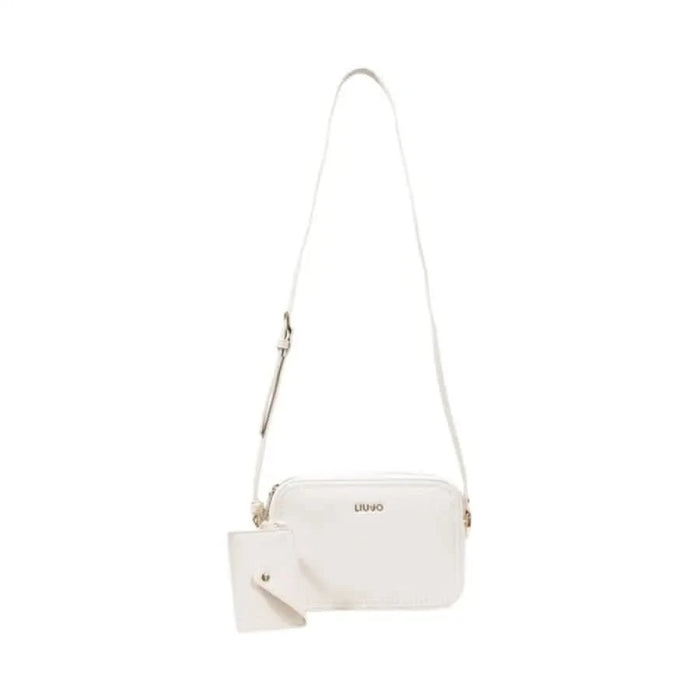 White leather crossbody bag with adjustable strap and matching pouch from Liu Jo