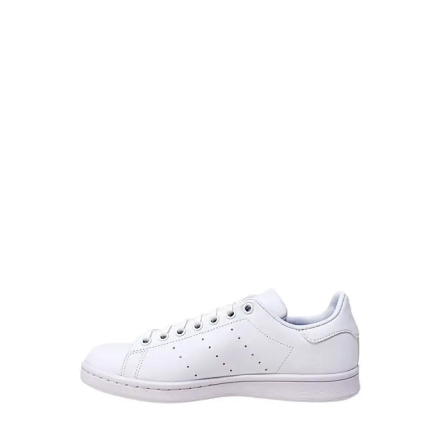 Adidas Women White Leather Perforated Lace-Up Sneakers
