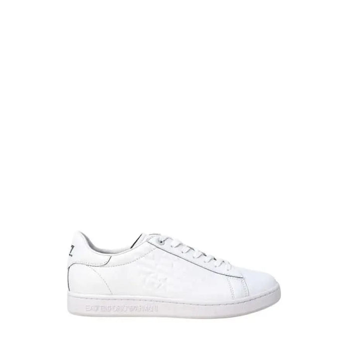 White leather low-top sneakers with lace-up closure from Ea7 for men