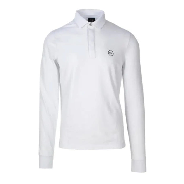 White long-sleeved polo shirt with small logo, Armani Exchange Men Polo