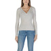 White long-sleeved V-neck sweater with ribbed trim from Guess Women T-Shirt collection