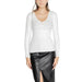 White long-sleeved Morgan De Toi T-shirt with zipper detail at neckline