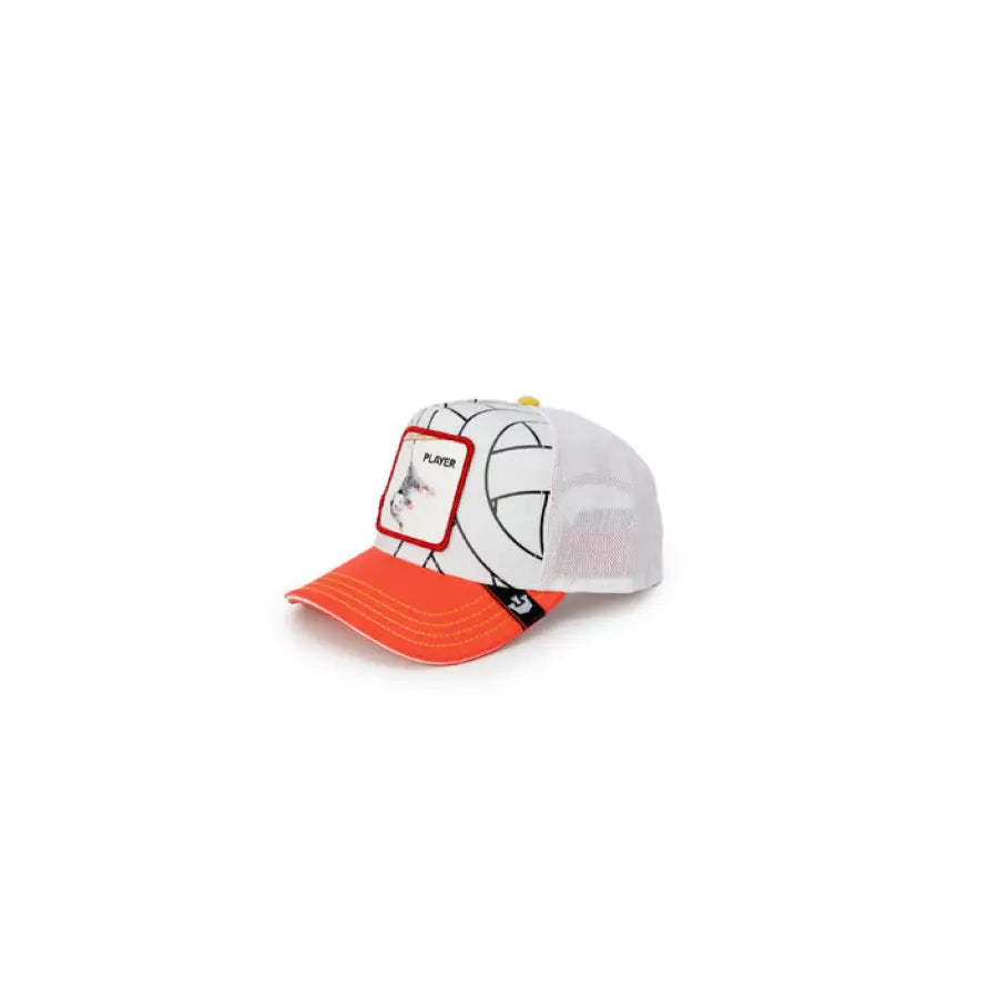 White and orange Goorin Bros men cap featuring a cartoon character