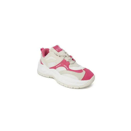 White and pink sporty sneaker with chunky sole from Armani Exchange Women collection