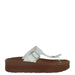 Carrera Women Slippers - White platform sandal with brown sole and buckle strap