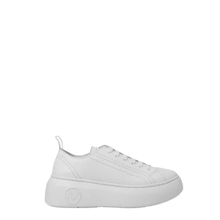 Armani Exchange Women Sneakers: White platform sneaker with laces and thick sole