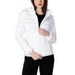 White puffy jacket with hood and zipper from Ea7 Women’s collection