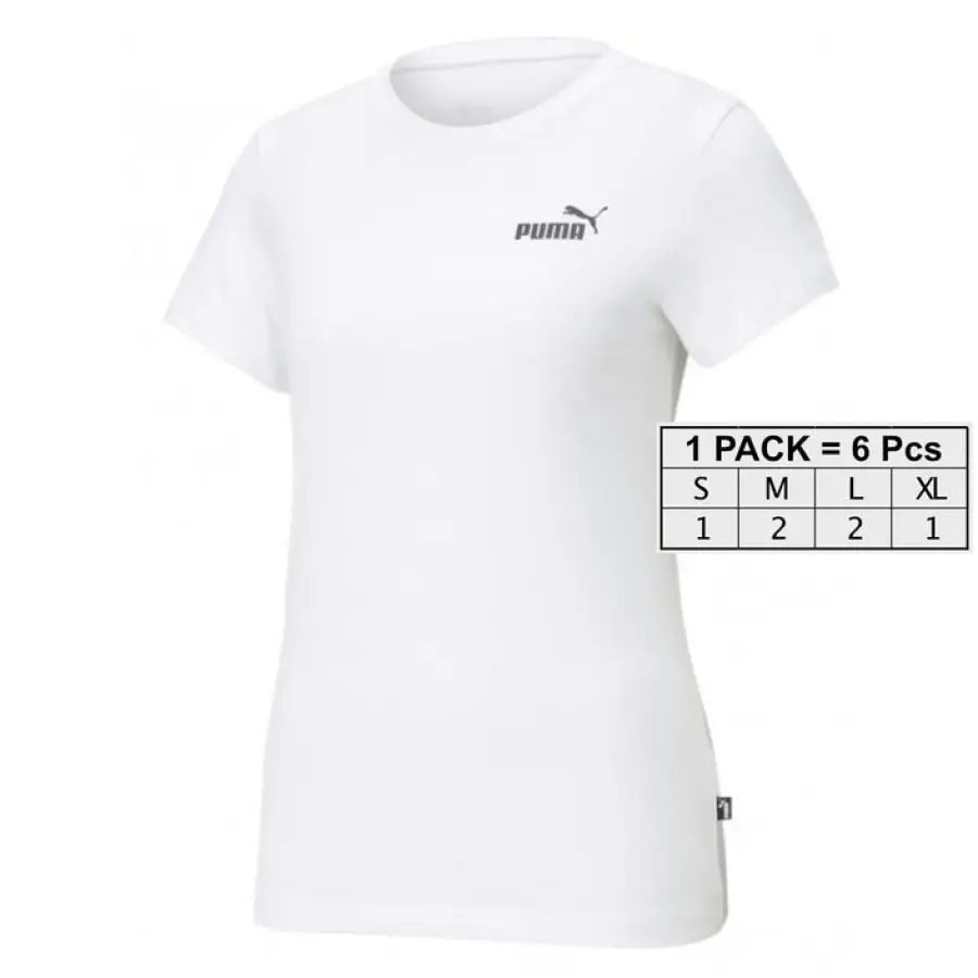 White Puma short-sleeve women’s t-shirt with small logo on chest