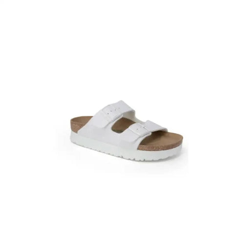 Birkenstock Women Sandals - White sandal with adjustable straps and cork footbed