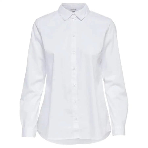 Jacqueline De Yong women shirt, white long sleeve button-down front