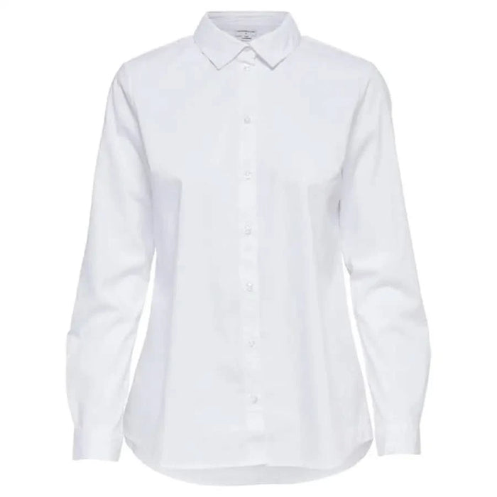 Jacqueline De Yong women shirt, white long sleeve button-down front