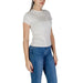 White fitted short-sleeved t-shirt with folded neckline detail from Guess Active Women