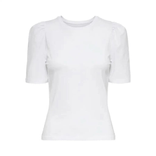 Only Women T-Shirt: White short-sleeved fitted top with round neckline