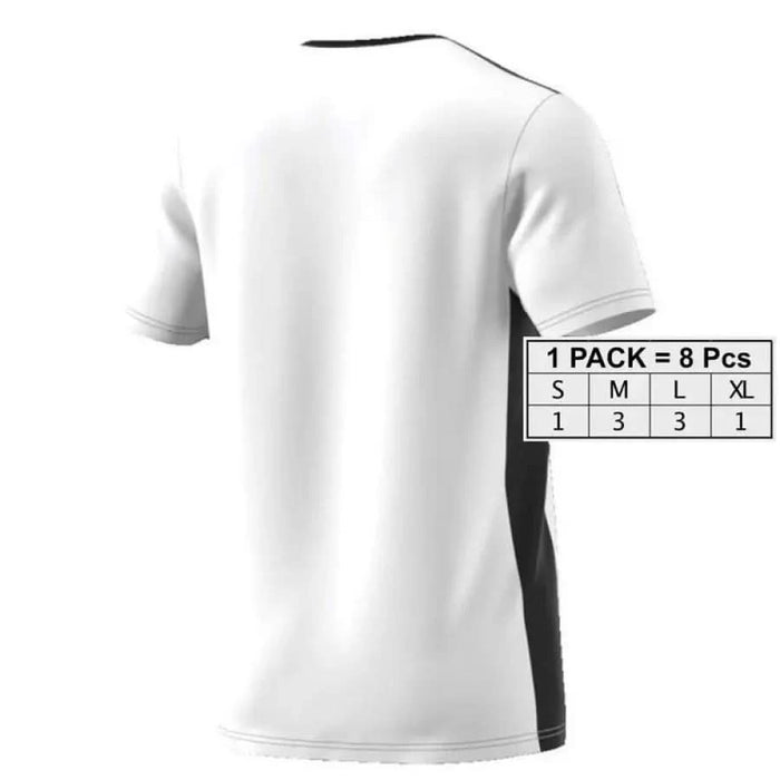 Adidas Men T-Shirt White short-sleeved with size chart displayed on the side