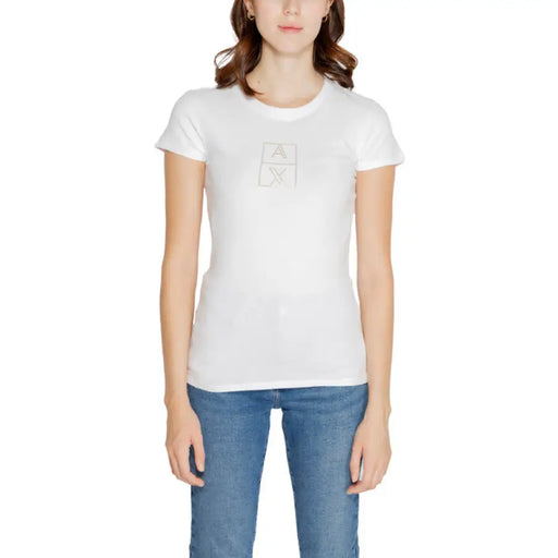 White short-sleeved t-shirt with subtle logo for Armani Exchange Women’s Undershirt