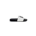 White slide sandal with black sole and simple logo design for Icon Men Slippers