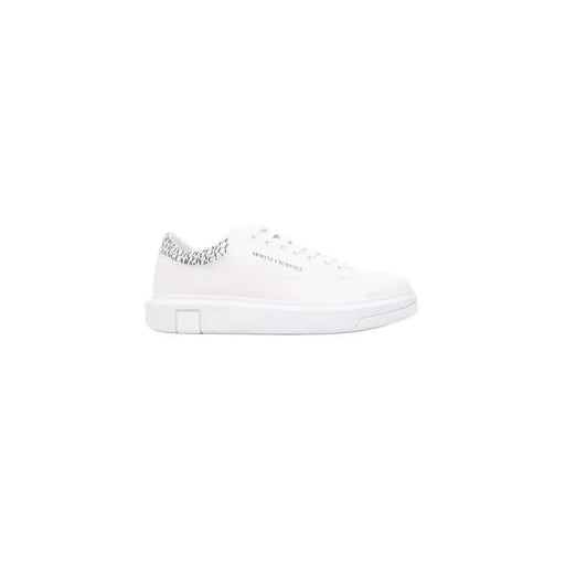 White sneaker with chain detail on heel collar from Armani Exchange Men Sneakers