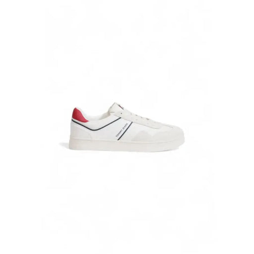 White Tommy Hilfiger Men Sneakers featuring red and blue accents for a stylish look