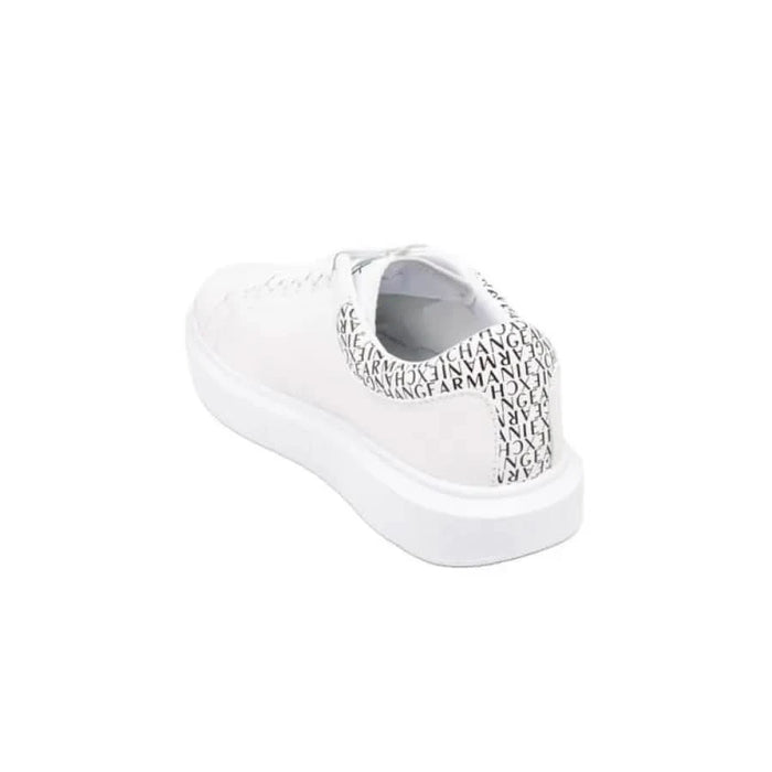 White sneaker with textured pattern on heel from Armani Exchange Men Sneakers