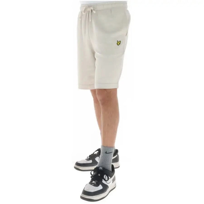 White sweat shorts with drawstring waist and embroidered logo, Lyle & Scott Men Shorts