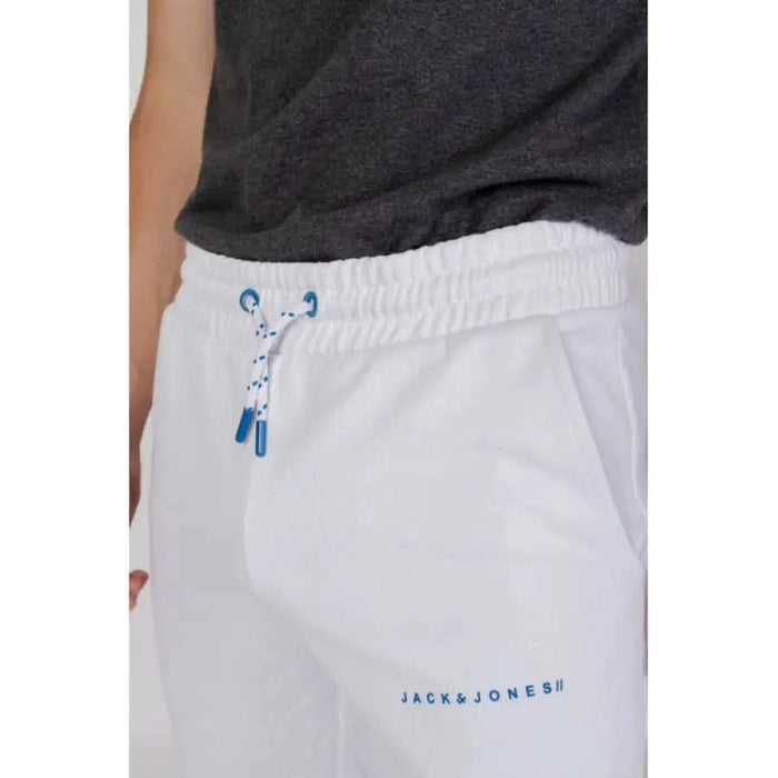 White sweatpants with blue drawstring and JACK&JONES branding - Jack & Jones Men Trousers