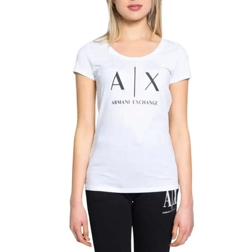 Armani Exchange Women’s White T-Shirt with ’A|X ARMANI EXCHANGE’ logo on the front