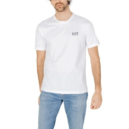 White EA7 logo t-shirt for men from the EA7 Men T-Shirt collection