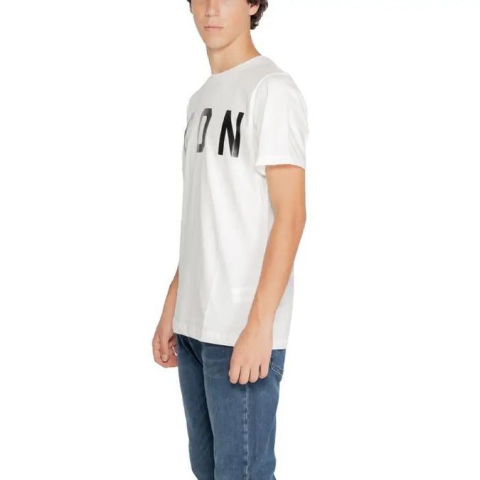 White Icon Men T-Shirt featuring bold ICON text printed on the front