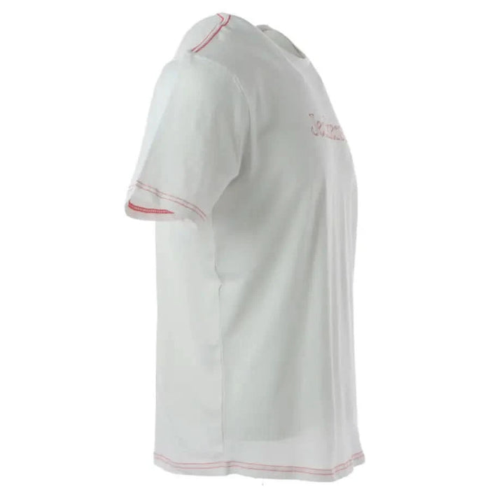 Jeckerson Men T-Shirt White with Pink Stitching and Trim