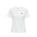 White Jacqueline De Yong Women T-Shirt with small red heart embroidery on chest