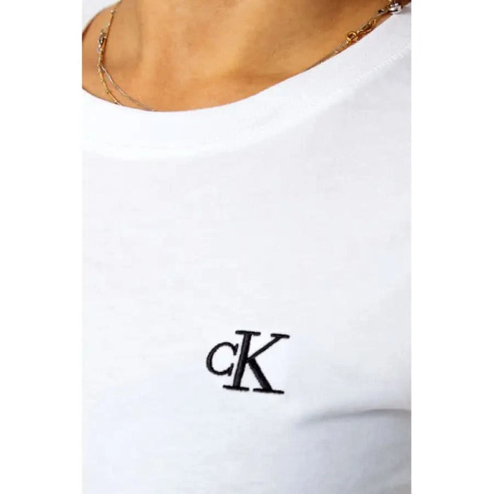 Calvin Klein Jeans Women T-Shirt: White with Small ’cK’ Logo on Chest