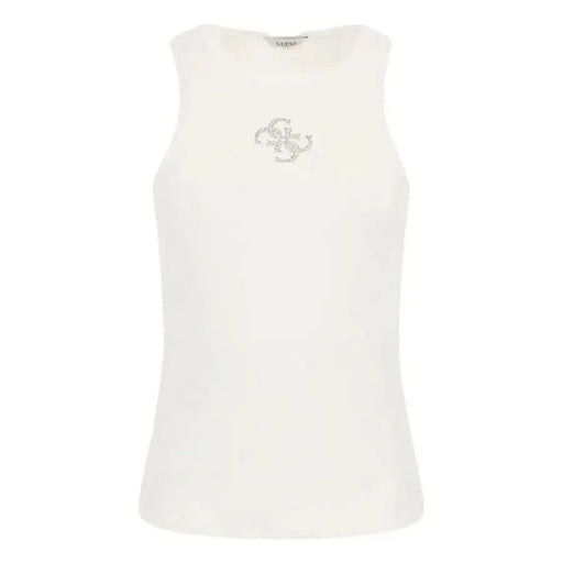 Guess women undershirt, white tank top with silver logo