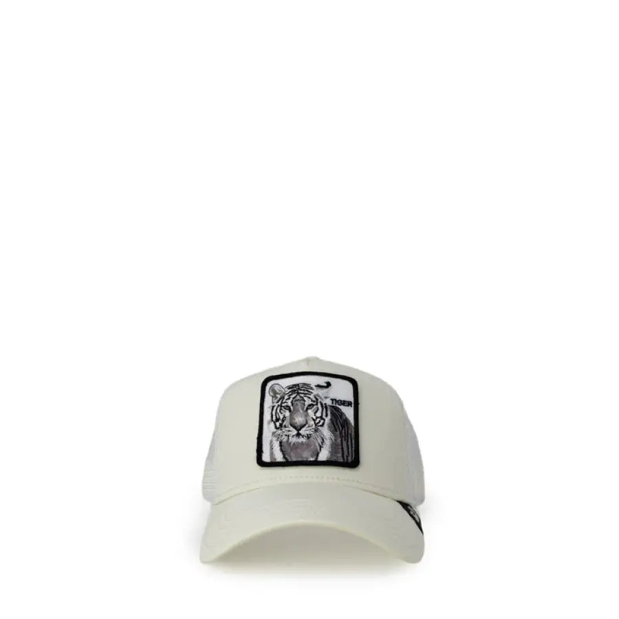 Goorin Bros Men Cap in white with a tiger trucker hat design