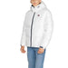 White Tommy Hilfiger puffer jacket with hood and black zipper for men