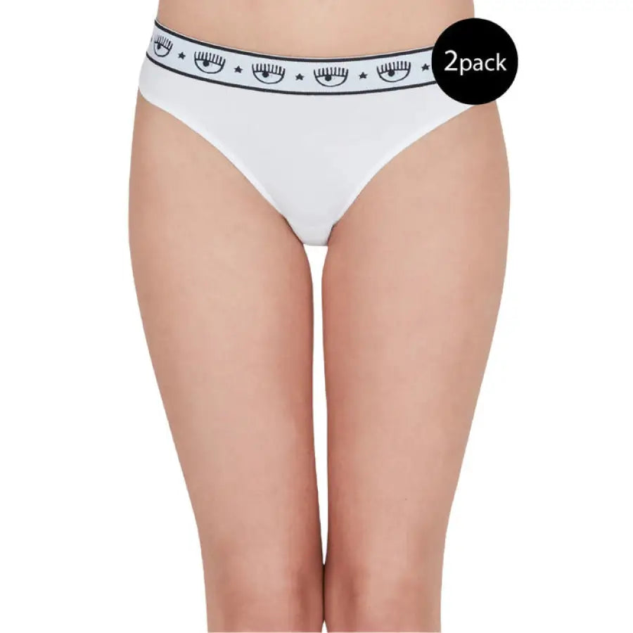 White women’s underwear with eye-patterned waistband by Chiara Ferragni
