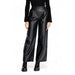 Wide-leg black leather trousers by Jacqueline De Yong for women’s fashion