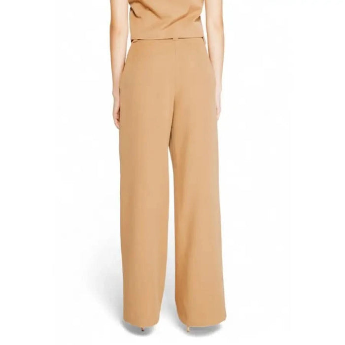 Wide-leg camel colored dress pants from Rinascimento Women Trousers collection