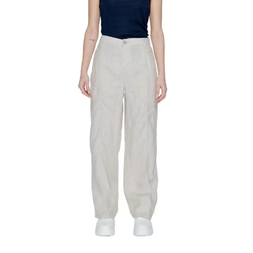 Wide-leg light gray trousers from Street One for women, perfect for casual wear