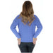 Woman in Superdry women knitwear, blue cable sweater