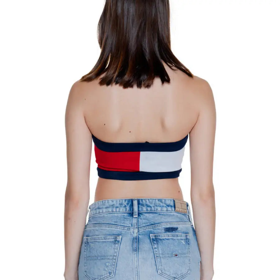 Tommy Hilfiger Women Undershirt - Color-Block Bandeau Top and Blue Jeans, Back View
