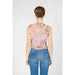 Guess women blouse in pink floral for spring summer, back view.