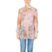 Woman in Guess women shirt, pink floral design - Guess Guess product showcase