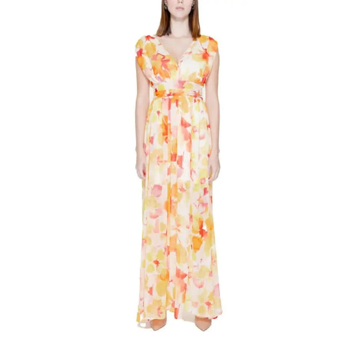 Urban style: Morgan De Toi women’s yellow floral print dress - chic clothing for modern women