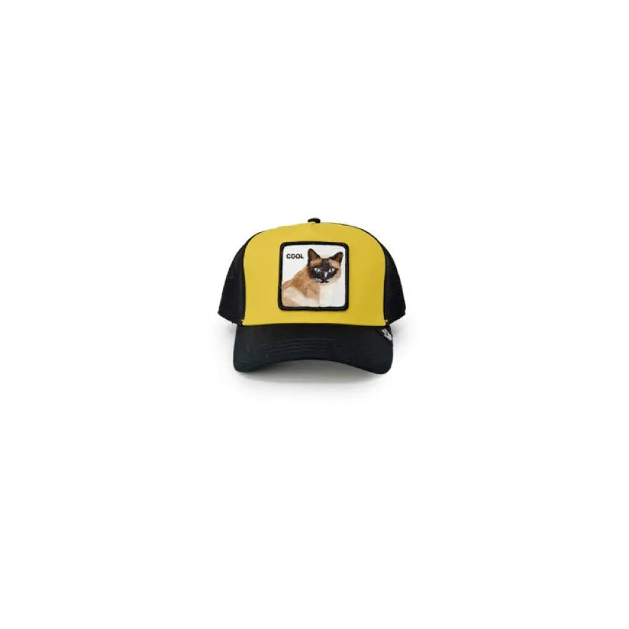 Yellow and black Goorin Bros Men Cap featuring a dog image