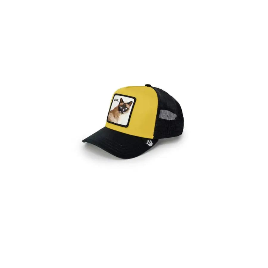 Yellow and black Goorin Bros Men Cap featuring a photo of a dog