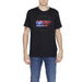 Urban style: young man in Underclub Men T-Shirt with American flag, black tee